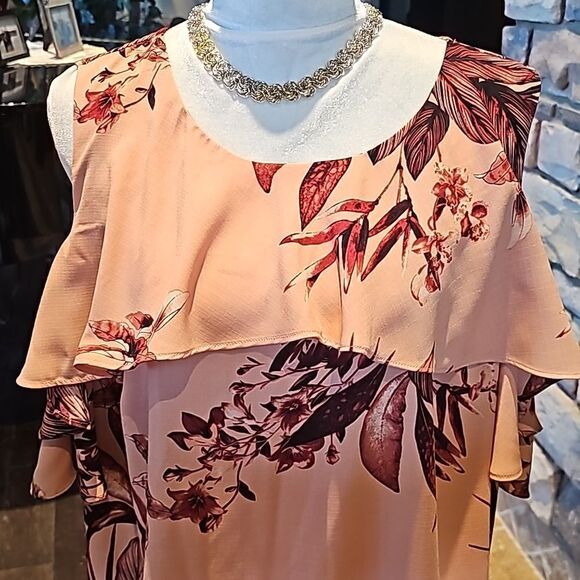 Liz Claiborne floral print lightweight flowy career top size XL - Picture 1 of 9